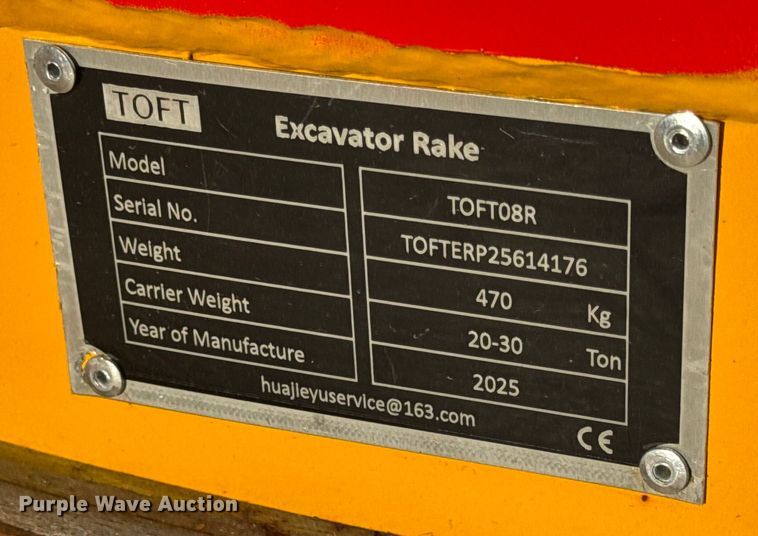 image for item EN0778 2025 Toft 08R excavator rake