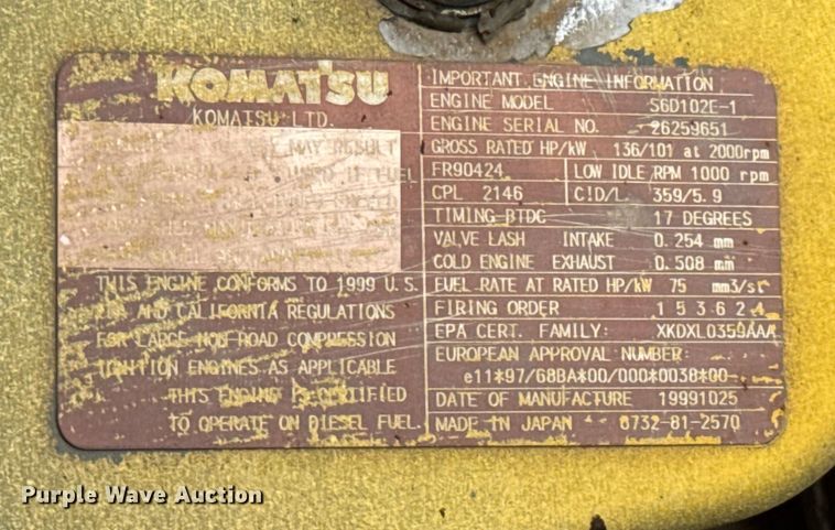 image for item EN0876 2000 Komatsu PC228USLC excavator