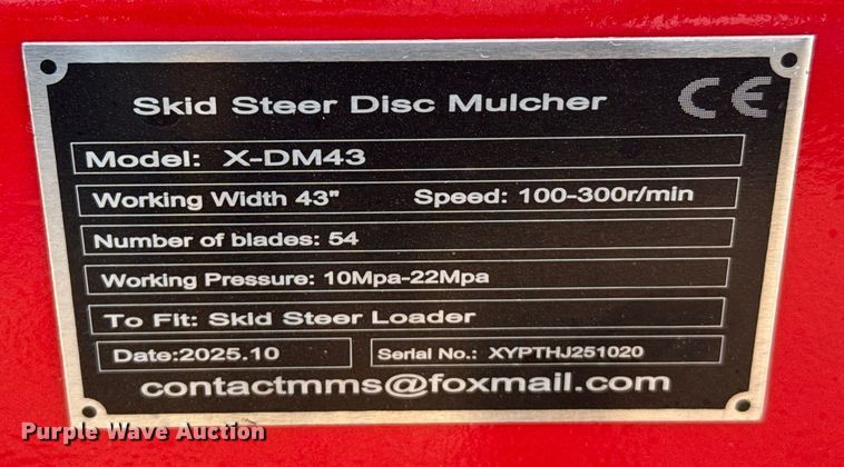 image for item EP2789 2025 X-DM43 skid steer rotary mower