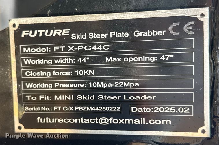 image for item EP2791 2025 Future FT X-PG44C skid steer grapple bucket