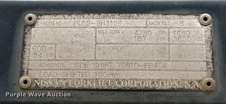 image for item ES5662 2006 Nissan MPL02A25LV forklift