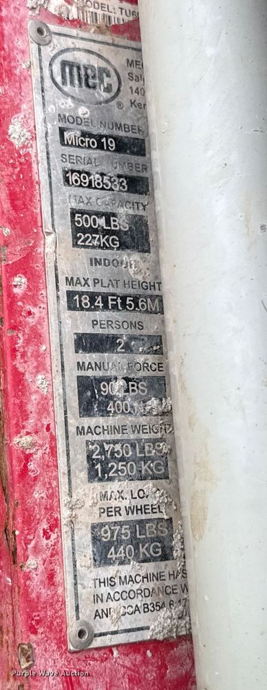 image for item ES5663 2022 MEC Micro 19 scissor lift