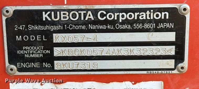 image for item ES5675 2020 Kubota KX057-4 mini excavator