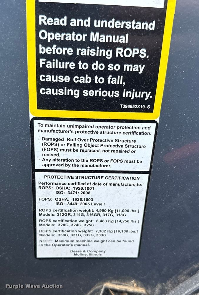 image for item ES5680 2020 John Deere 333G tracked skid steer loader