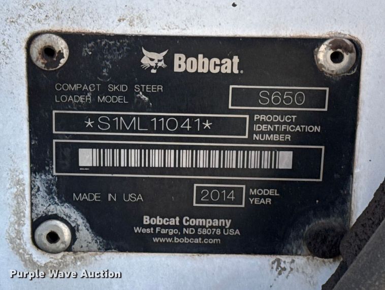 image for item ES5697 2014 Bobcat S650 skid steer loader