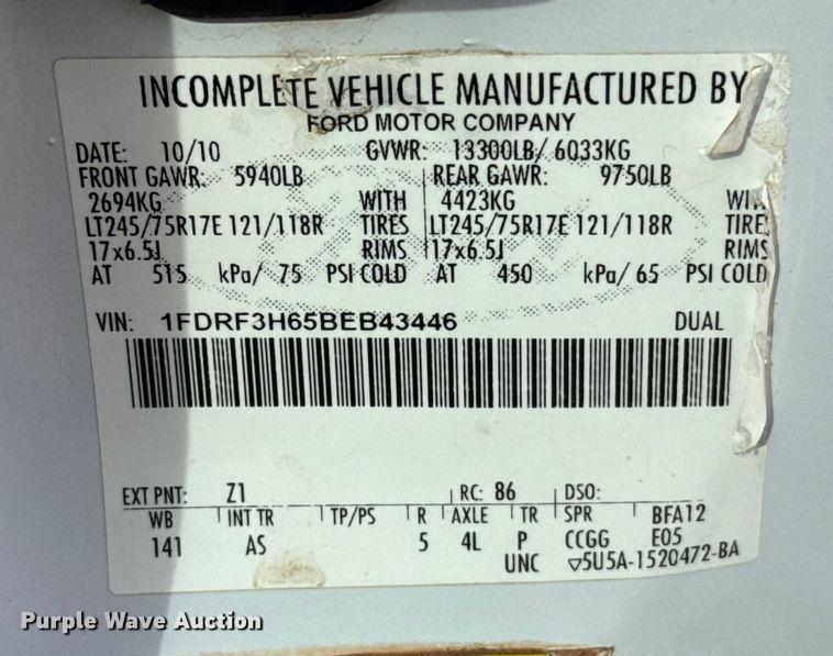 image for item ES5712 2011 Ford F350 Super Duty XL dump bed pickup truck