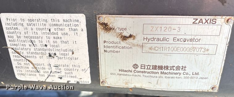 image for item ES8510 2012 Hitachi Zaxis 120-3 excavator