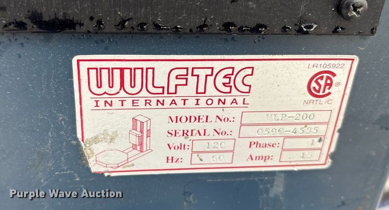 image for item ES8512 Wilfred International WLP-200 pallet wrap machine