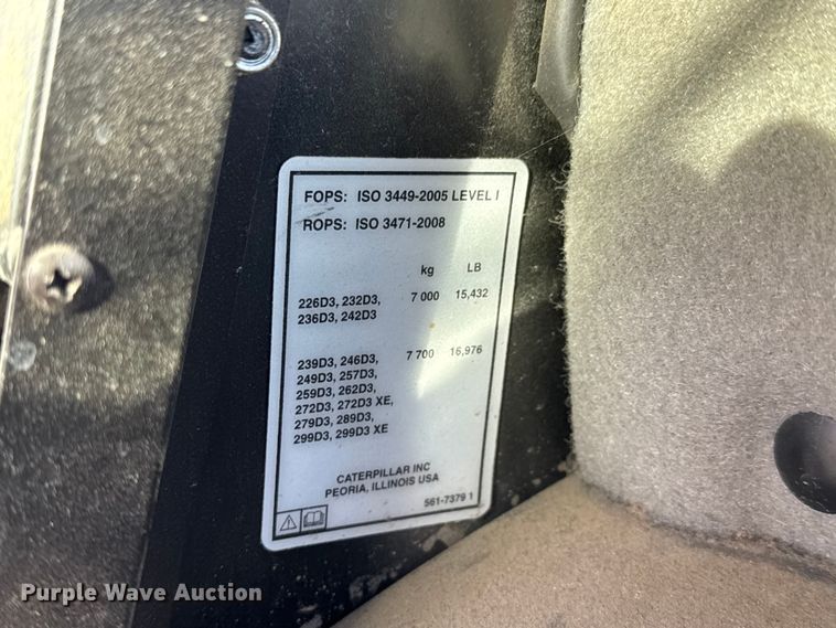 image for item ET4138 2022 Caterpillar 259D3 tracked skid steer loader