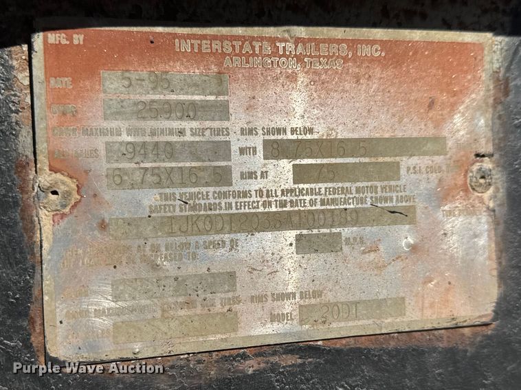 image for item ET4142 1995 Interstate 20DT equipment trailer