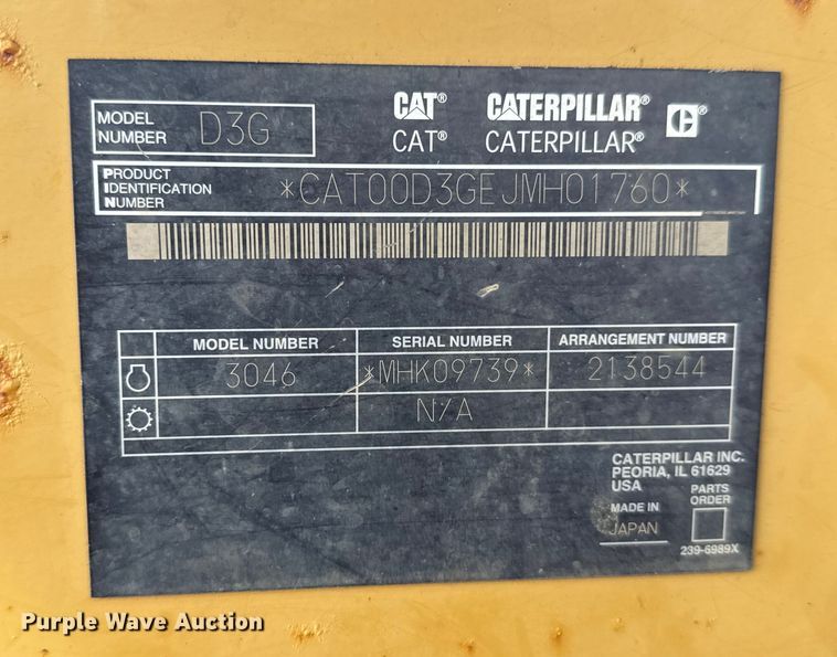 image for item ET4158 2005 Caterpillar D3G XL dozer