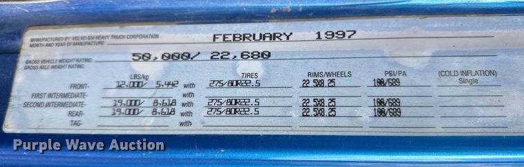 image for item ET4398 1997 Volvo WG64T tank truck