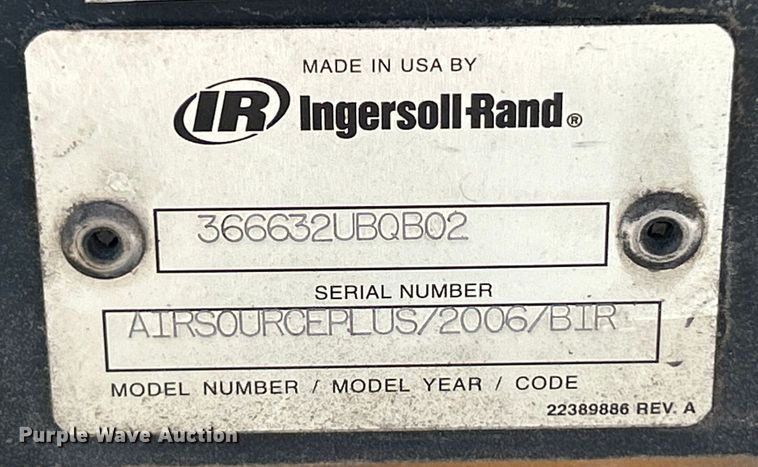 image for item ET6855 2006 Ingersoll Rand Air Source Plus air compressor