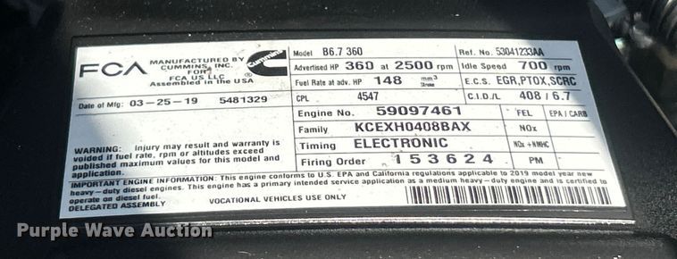 image for item ET6880 2019 RAM 5500 Heavy Duty dump truck