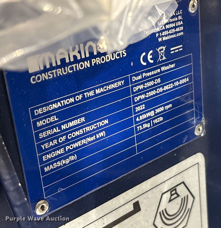 image for item EU0269 2022 Makinex DPW-2500-DS pressure washer