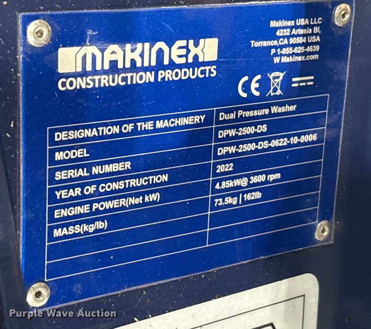 image for item EU0270 2022 Makinex DPW-2500-DS pressure washer