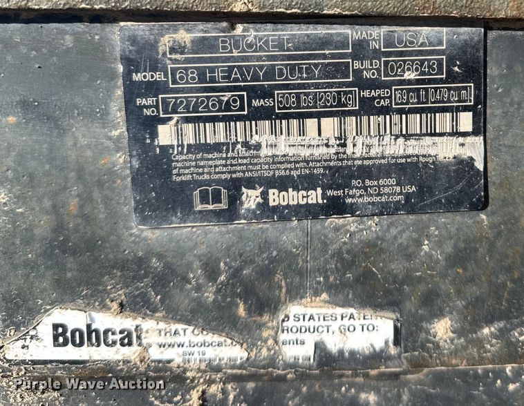 image for item FB0610 Bobcat 68 Heavy Duty skid steer bucket