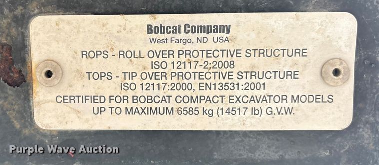 image for item FG1725 2015 Bobcat E33 mini excavator