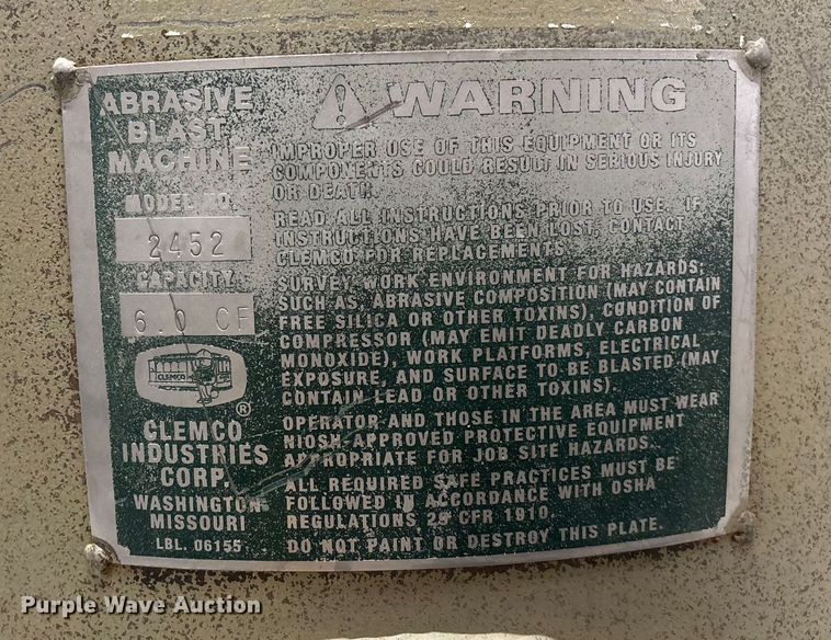 image for item FG1730 2007 Clemco Classic 150 sand blaster pot