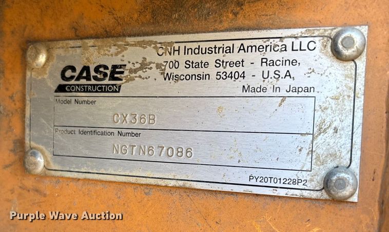 image for item FI1573 2016 Case CX36B mini excavator