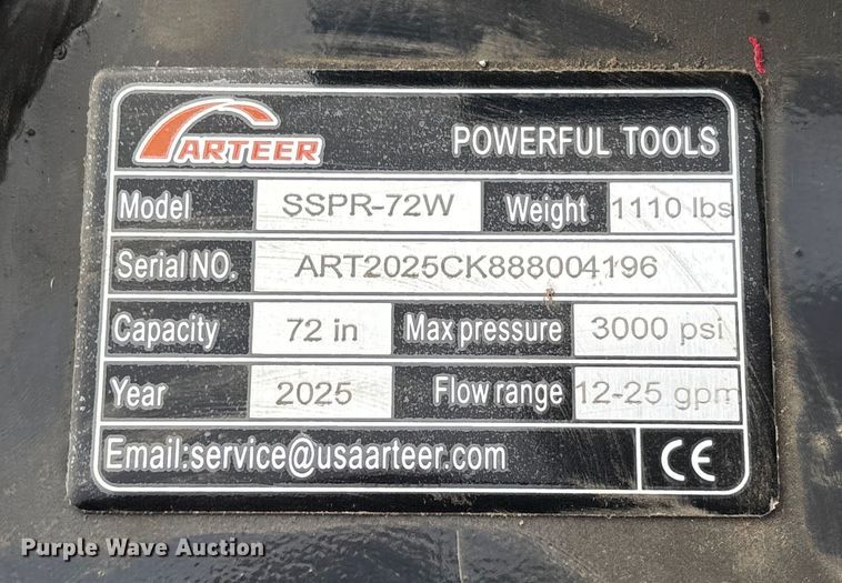 image for item FI1581 2025 Arteer SSPR-72W skid steer Power Rake