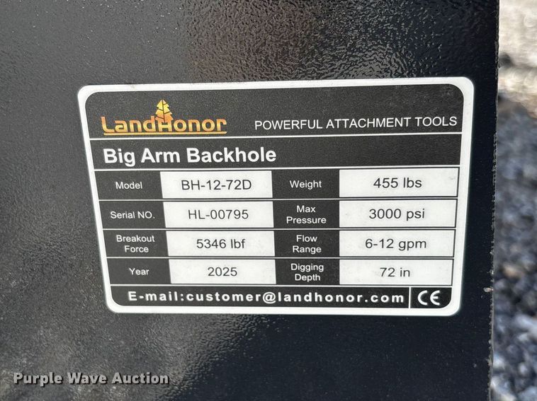 image for item FI1588 2025 LandHonor BH-12-72D skid steer backhoe