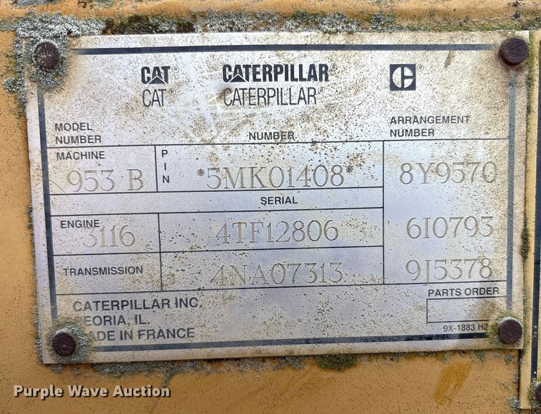 image for item FK1059 1994 Caterpillar 953B track loader