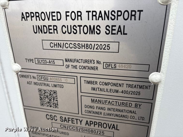 image for item FK1119 2025 Dong Fang SLY23-A15 shipping container