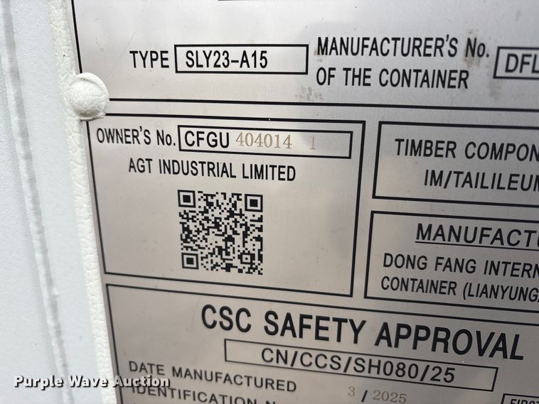 image for item FK1120 2025 Dong Fang SLY23-A15 shipping container