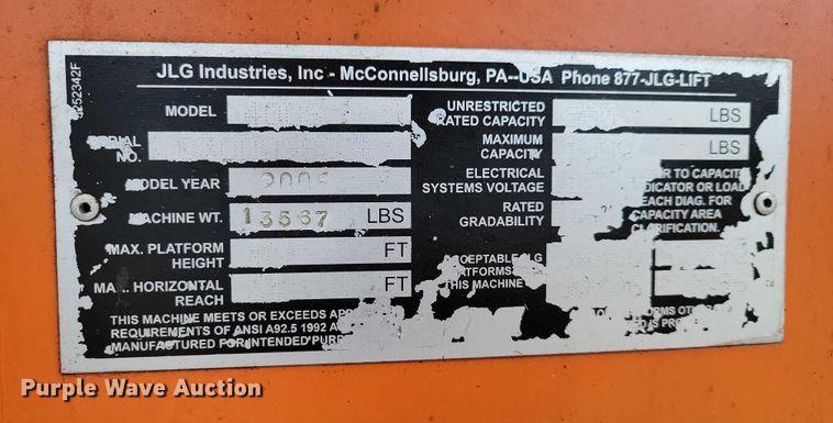 image for item NO9863 2006 JLG 400S boom lift