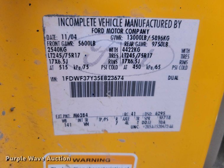 image for item NO9868 2005 Ford F350 dump bed pickup truck