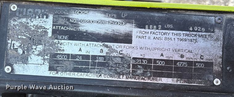 image for item OE9265 Clark GCX25 forklift