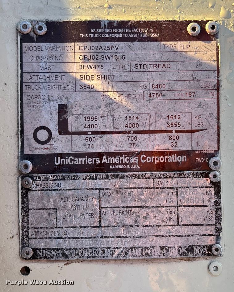 image for item OE9272 Nissan 50 forklift