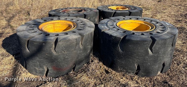 image for item OE9297 (4) 29.5x25 Brawler Solid Flex HPS tires and wheels