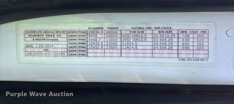 image for item YA1458 2025 Kenworth T880 dump truck