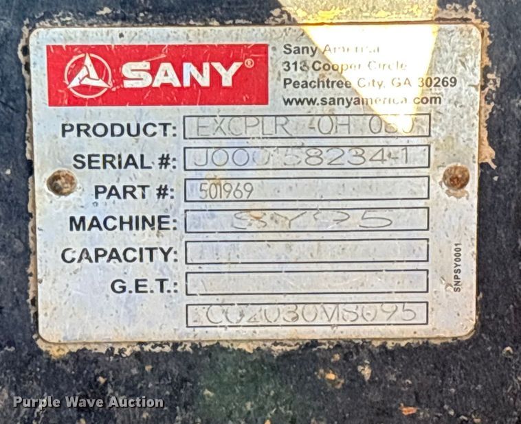 image for item YA1489 2021 Sany SY95C excavator