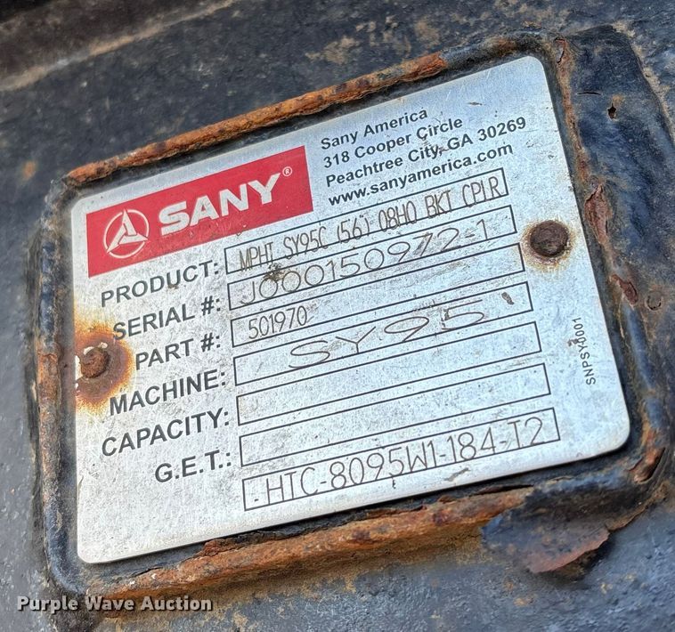 image for item YA1489 2021 Sany SY95C excavator