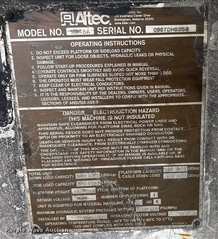 image for item YA1967 2007 Chevrolet C7500 cable placer bucket truck