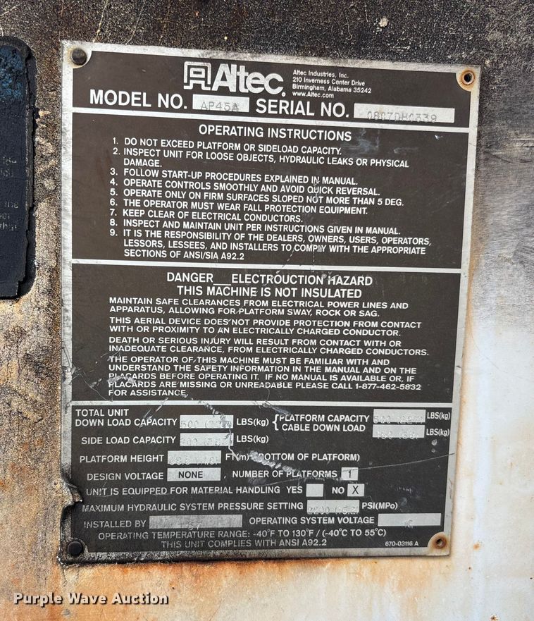 image for item YA1968 2007 Chevrolet C7500 cable placer bucket truck