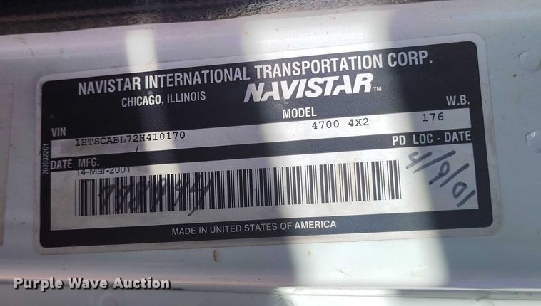 image for item BI9771 2002 International 4700 sewer jetter truck