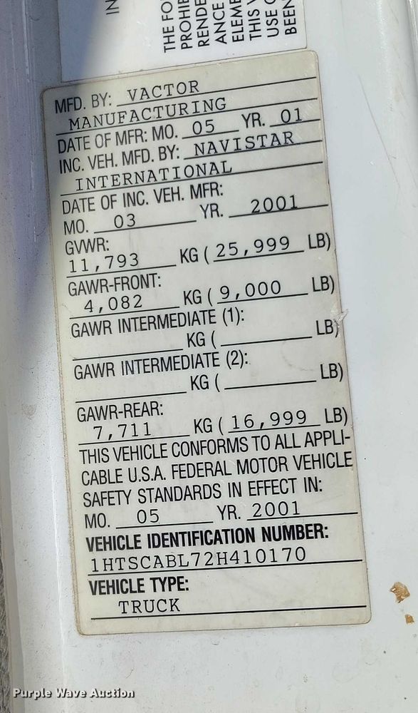 image for item BI9771 2002 International 4700 sewer jetter truck