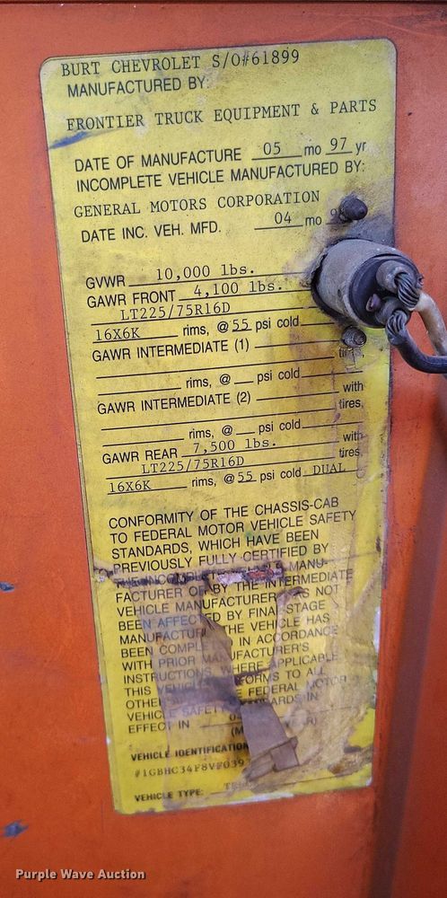 image for item DT0824 1997 Chevrolet C3500 dump bed pickup truck