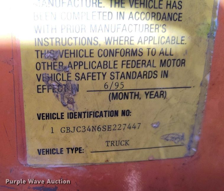 image for item DT0825 1995 Chevrolet C3500 dump bed pickup truck