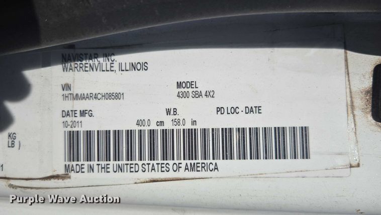 image for item DU2684 2012 International Durastar 4300 sewer jetter truck