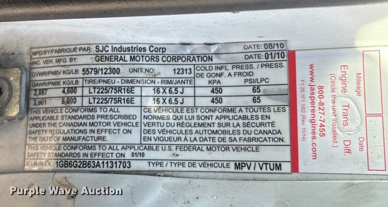 image for item DW7415 2010 Chevrolet Express 3500 ambulance