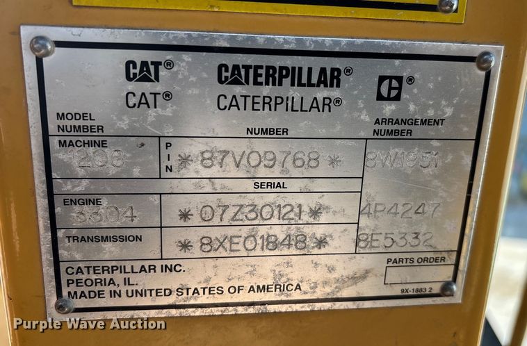 image for item DW7422 1993 Caterpillar 120G motor grader