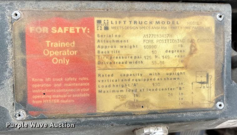 image for item DW7423 Hyster H60XLM forklift