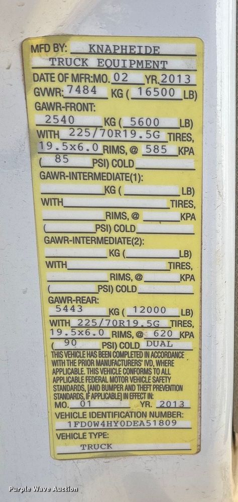 image for item DW7433 2013 Ford F450 XL Super Duty Crew Cab utility / service truck