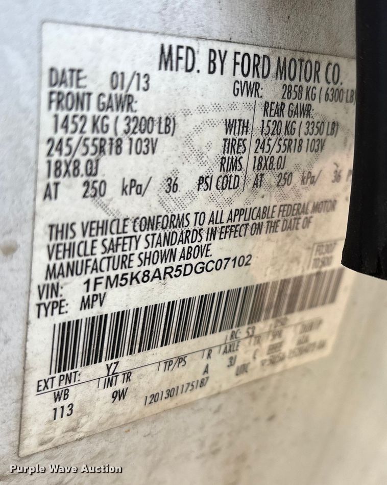 image for item DW7436 2013 Ford Explorer Police Interceptor SUV