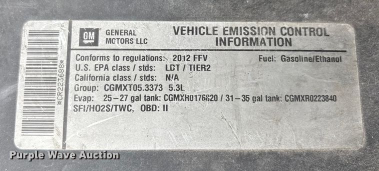 image for item DW7437 2012 Chevrolet Tahoe Police SUV